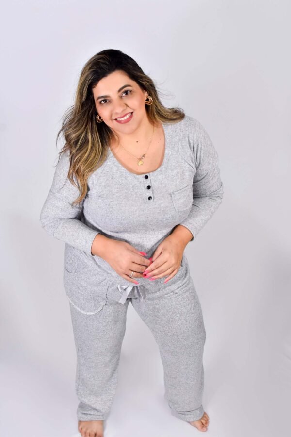 Pijama Feminino Inverno Blusa E Calça Malha Tricô - 2096 - Imagem 3