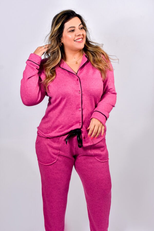 Pijama Feminino Inverno Blusa E Calça Malha Tricô - 2097 - Imagem 2