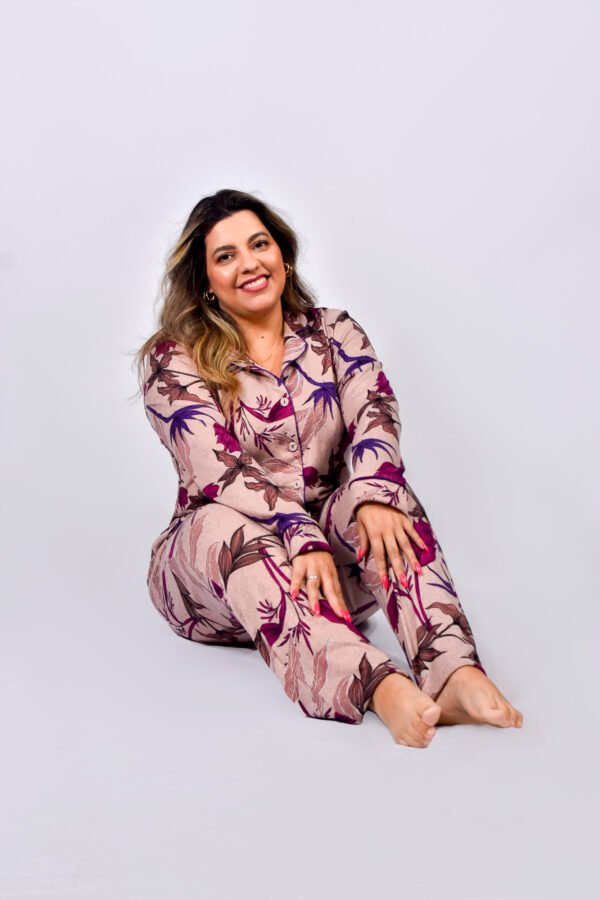 Pijama Feminino Inverno Blusa E Calça Malha Tricô - 2061 - Imagem 2
