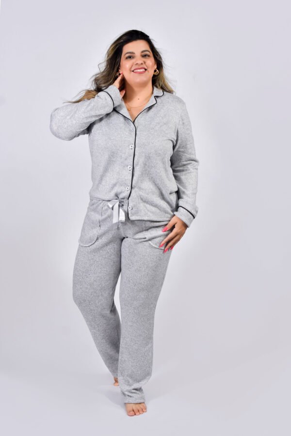 Pijama Feminino Inverno Blusa E Calça Malha Tricô - 2097 - Imagem 2