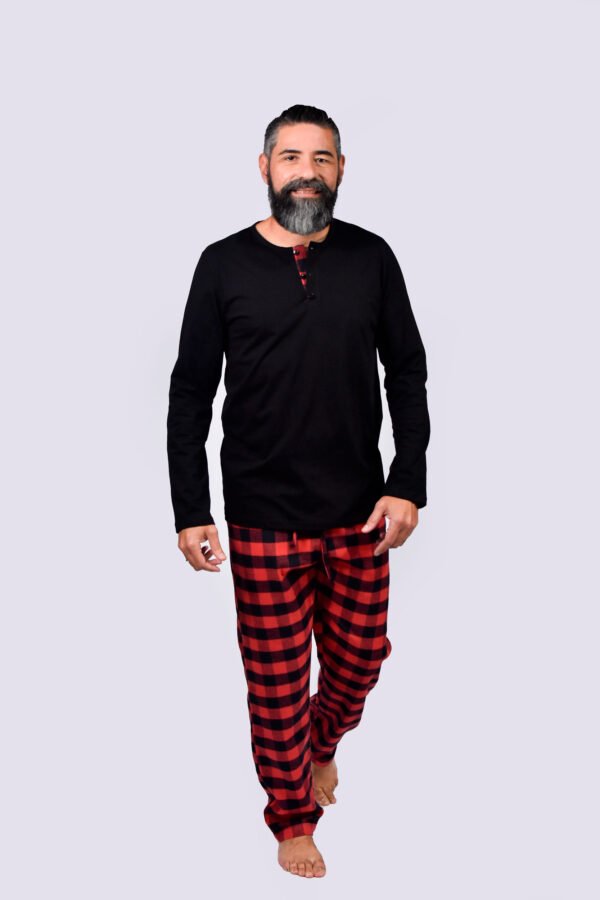 Pijama Masculino Blusa Malha E Calça Flanela Xadrez-2007 - Imagem 13