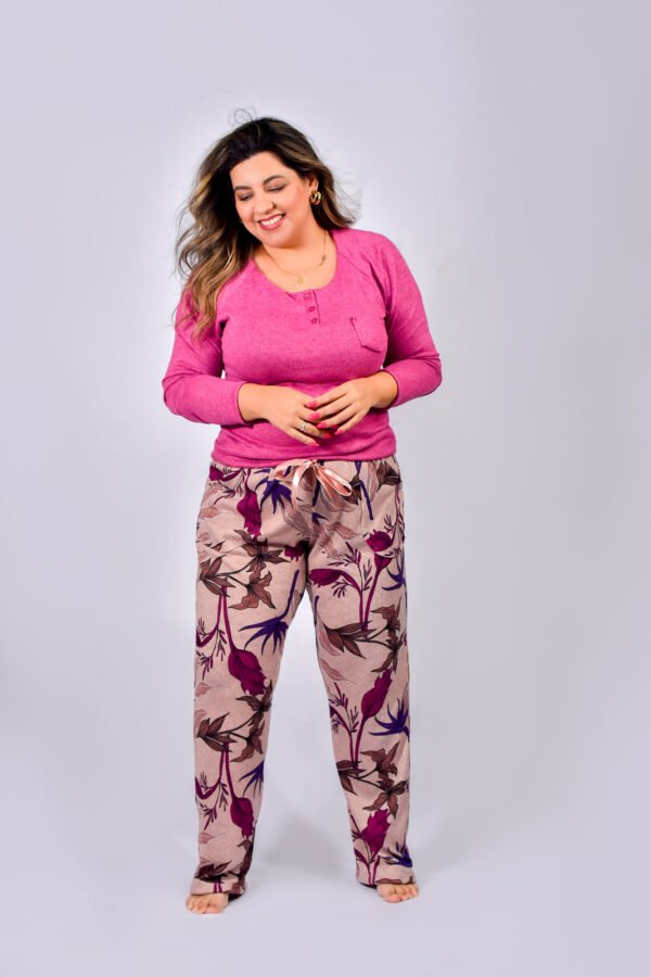 Pijama Feminino Inverno Blusa E Calça Malha Tricô - 2060 - Imagem 2