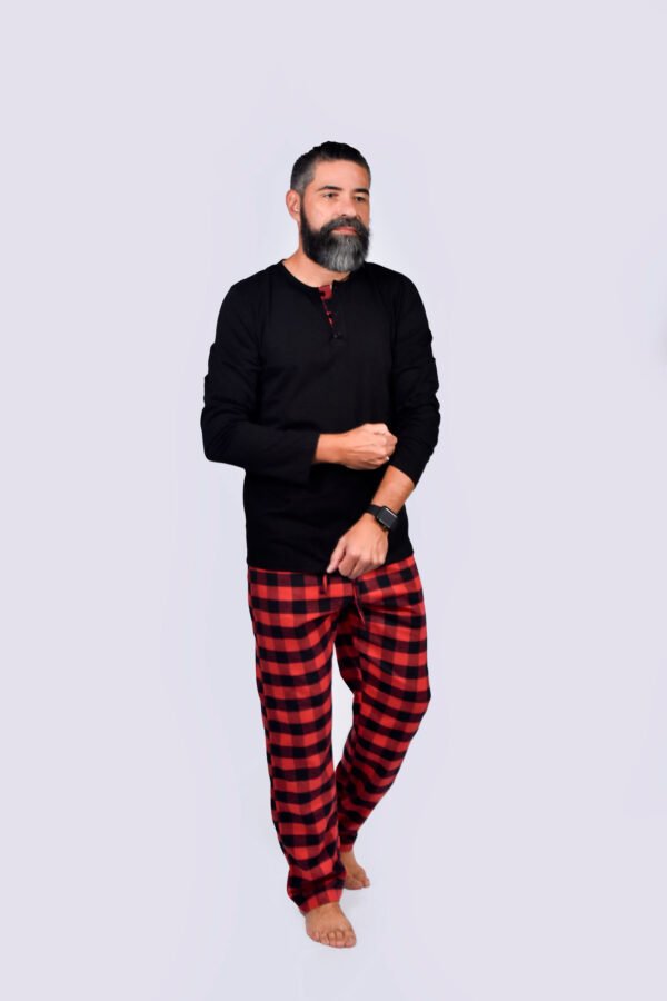 Pijama Masculino Blusa Malha E Calça Flanela Xadrez-2007 - Imagem 15