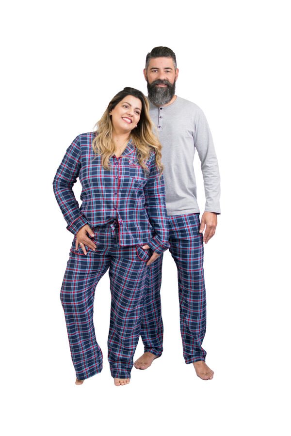 Pijama Masculino Blusa Malha E Calça Flanela Xadrez-2007 - Imagem 23