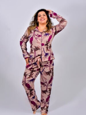 Pijama Feminino Inverno Blusa E Calça Malha Tricô – 2061