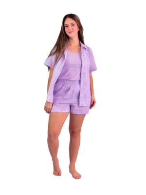 Pijama Bumabei Americano Curto Tricoline 3 peças – 2088