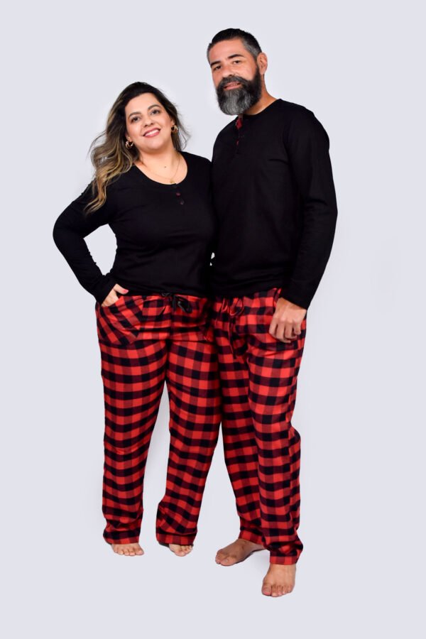 Pijama Feminino Inverno Blusa Malha E Calça Flanela - 2006 - Imagem 2