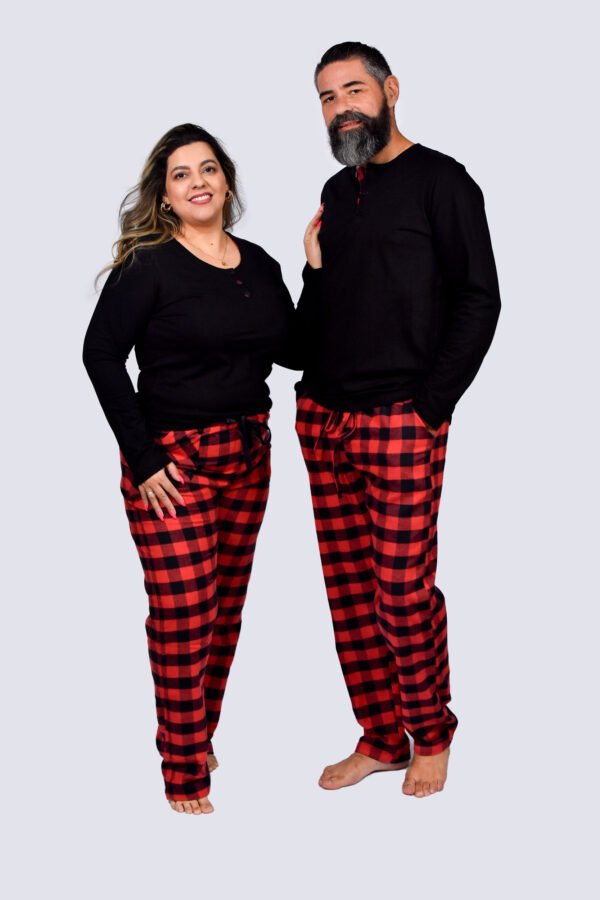Pijama Feminino Inverno Blusa Malha E Calça Flanela - 2006 - Imagem 3