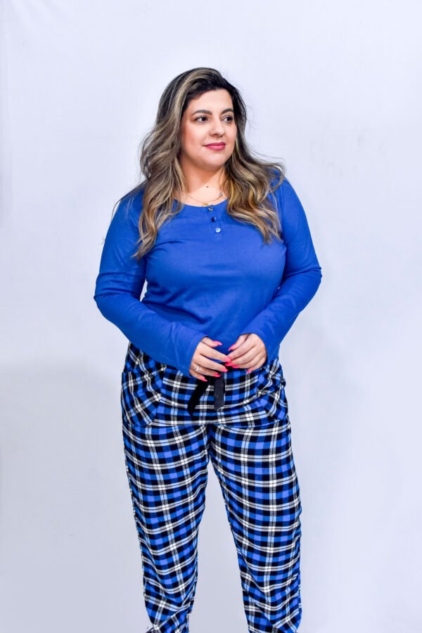 Pijama Feminino Inverno Blusa Malha E Calça Flanela - 2006 - Imagem 4