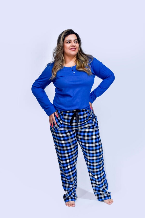 Pijama Feminino Inverno Blusa Malha E Calça Flanela - 2006