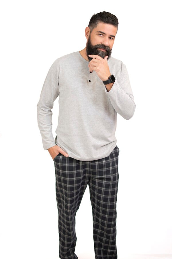 Pijama Masculino Blusa Malha E Calça Flanela Xadrez-2007 - Imagem 6