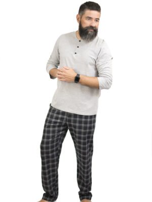 Pijama Masculino Blusa Malha E Calça Flanela Xadrez-2007