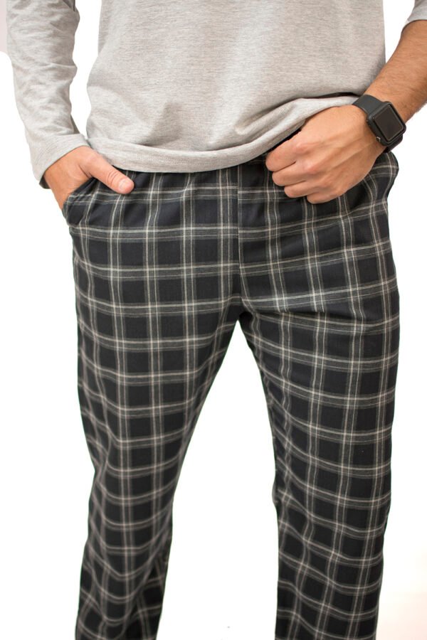 Pijama Masculino Blusa Malha E Calça Flanela Xadrez-2007 - Imagem 4