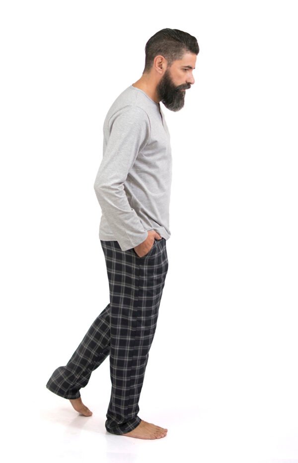 Pijama Masculino Blusa Malha E Calça Flanela Xadrez-2007 - Imagem 3