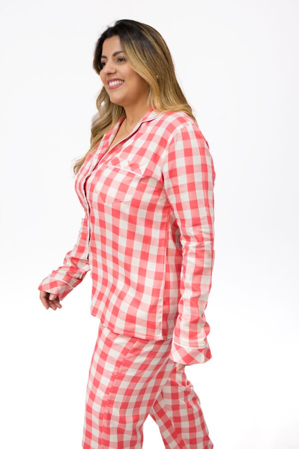 Pijama Bumabei Americano Viscose  Xadrez Salmão - 2054 - Imagem 5