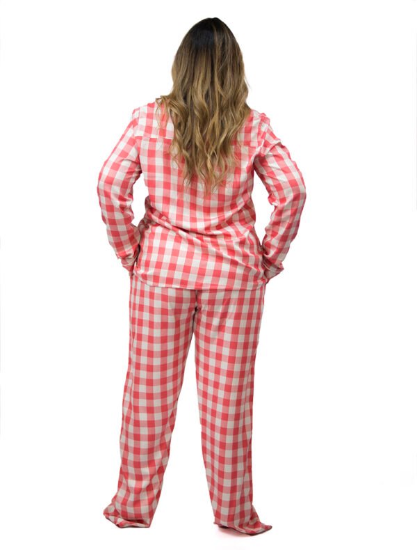 Pijama Bumabei Americano Viscose  Xadrez Salmão - 2054 - Imagem 3