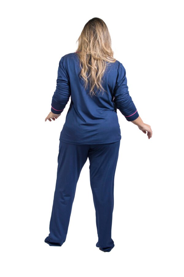 Pijama Bumabei Americano Viscolycra Liso Marinho - Imagem 5