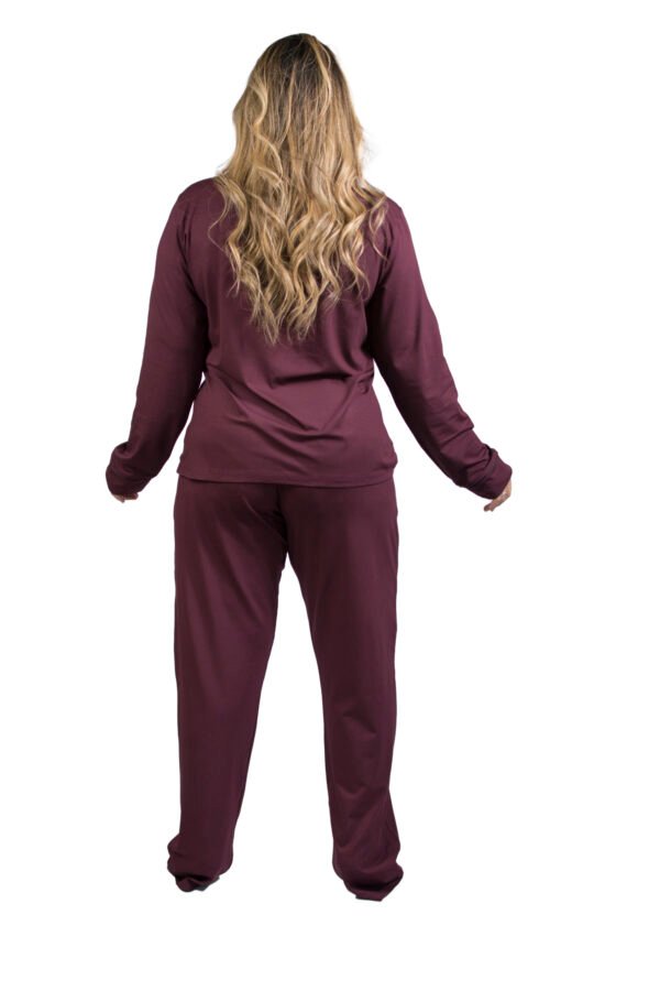 Pijama Bumabei Americano Viscolycra Liso Vinho - Imagem 5