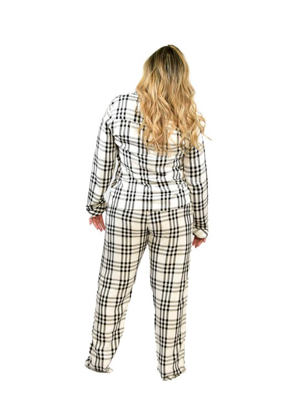 Pijama Bumabei Americano Viscose  Xadrez Off White - 2054 - Imagem 4