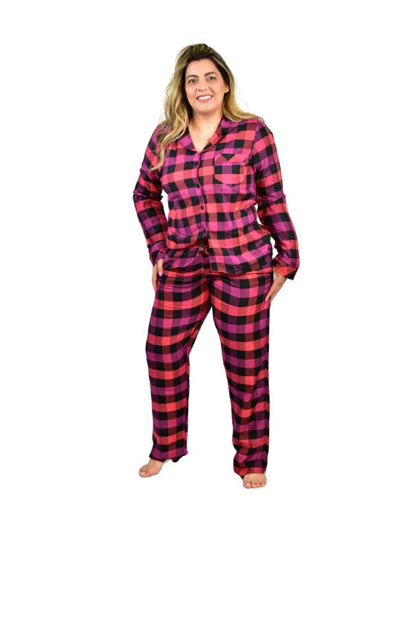 Pijama Bumabei Americano Viscose  Xadrez Uva - 2054 - Imagem 2