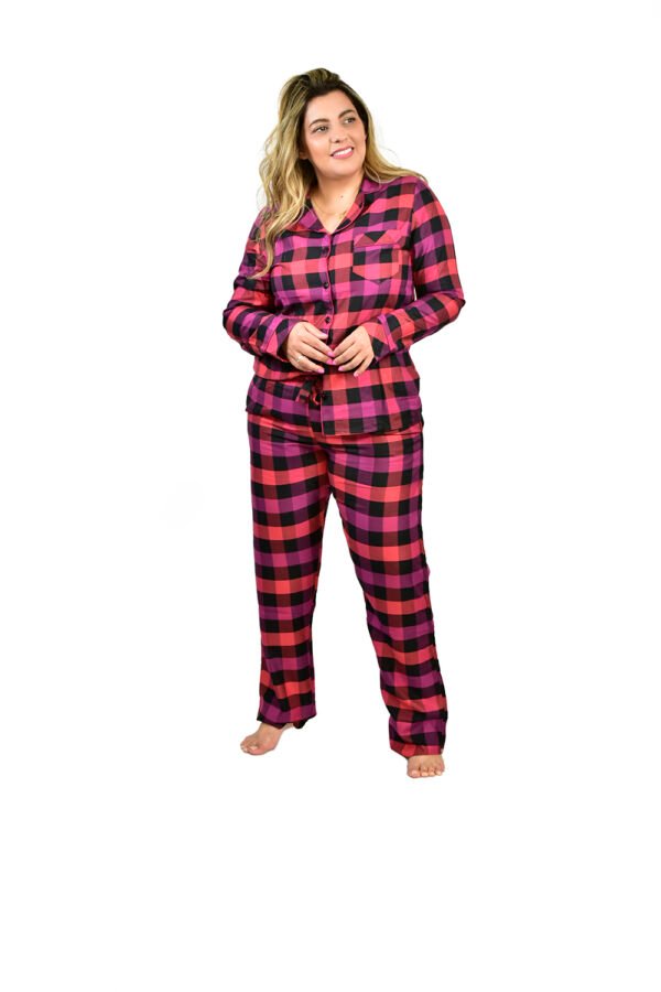 Pijama Bumabei Americano Viscose  Xadrez Uva - 2054
