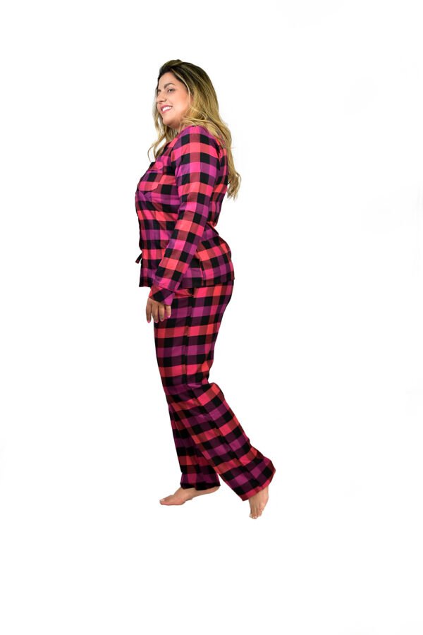 Pijama Bumabei Americano Viscose  Xadrez Uva - 2054 - Imagem 3