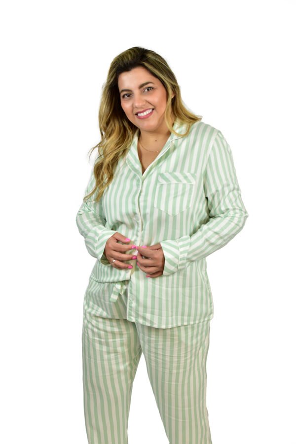 Pijama Bumabei Americano Viscose  Listrado Verde - 2054 - Imagem 2