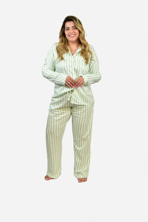 Pijama Bumabei Americano Viscose  Listrado Verde - 2054