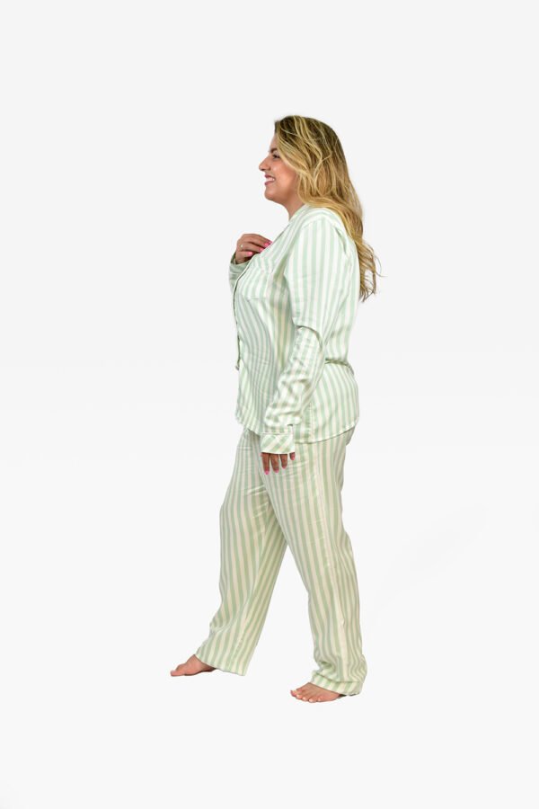 Pijama Bumabei Americano Viscose  Listrado Verde - 2054 - Imagem 4
