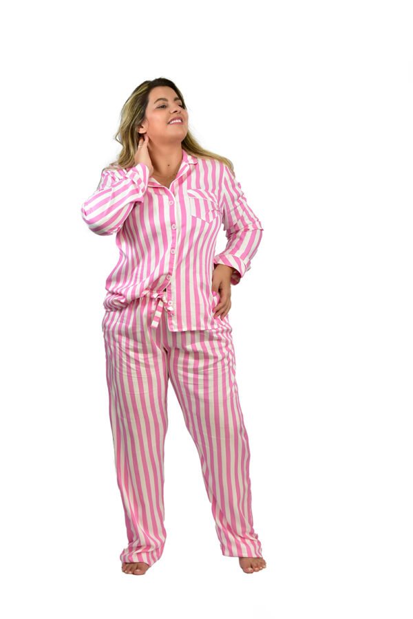 Pijama Bumabei Americano Viscose  Listrado Rosa - 2054