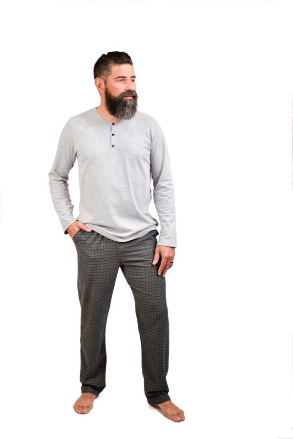 Pijama Masculino Blusa Malha E Calça Flanela Xadrez-2007 - Imagem 9