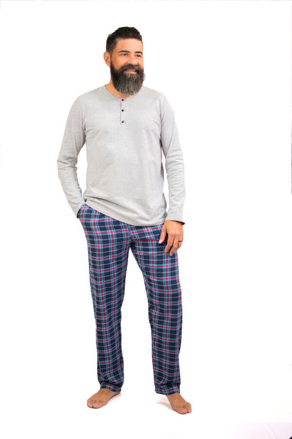 Pijama Masculino Blusa Malha E Calça Flanela Xadrez-2007 - Imagem 12