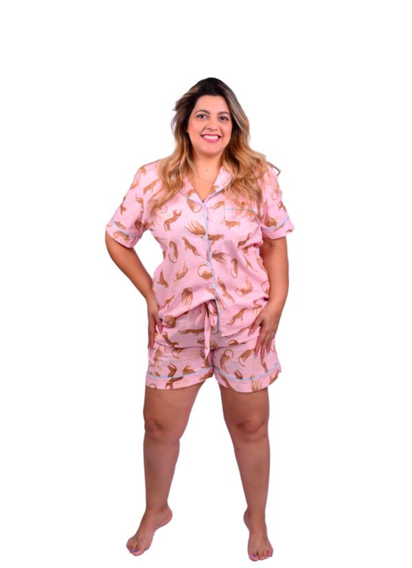 Pijama Bumabei Americano Algodão Onça Rosa - 2034 - Imagem 2