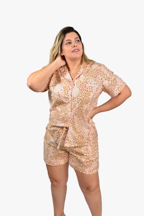 Pijama Bumabei Americano Algodão Animal Print Bege - 2034 - Imagem 2