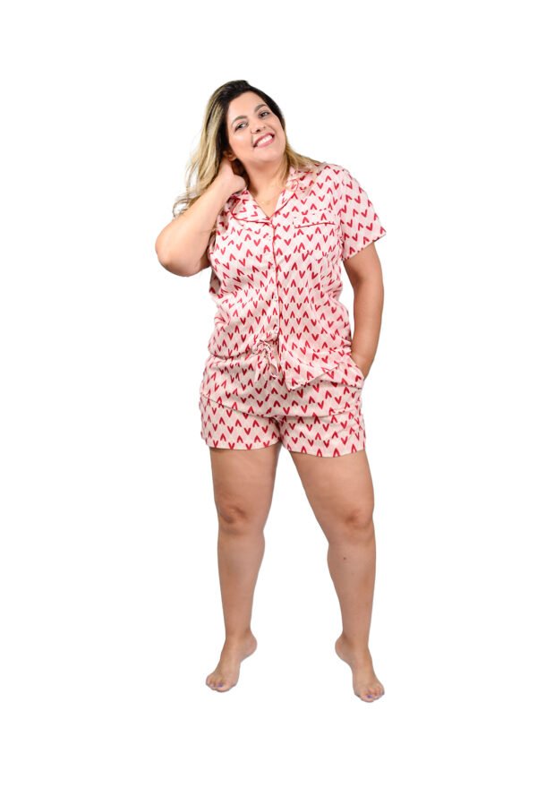 Pijama Bumabei Americano Algodão Corações Rosa - 2056
