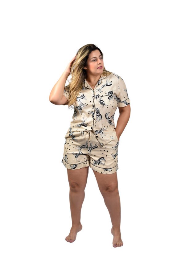 Pijama Bumabei Americano Rayon Zebra Pérola - 2076