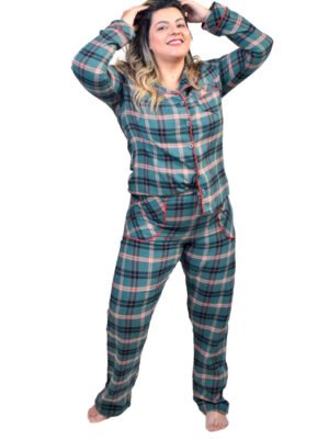 Pijama Feminino Bumabei  Americano Inverno Flanela – 2090
