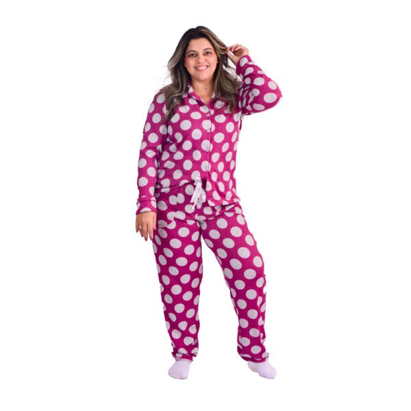 Pijama Feminino Inverno  Malha Tricô Bolas - 2061 - Imagem 6