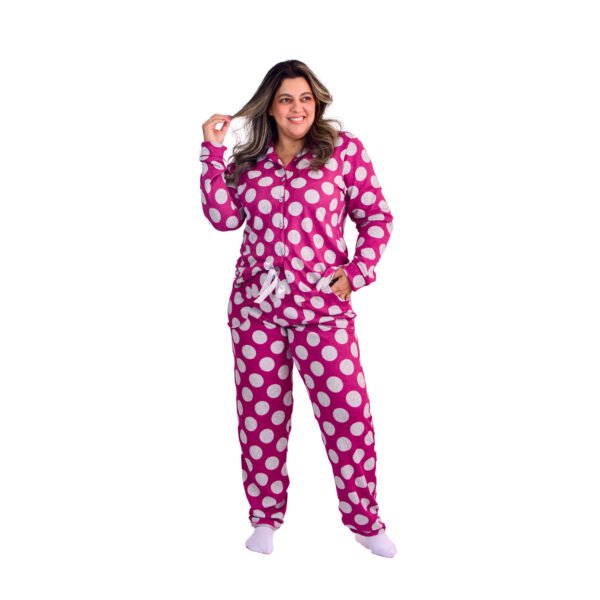 Pijama Feminino Inverno  Malha Tricô Bolas - 2061 - Imagem 7