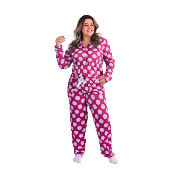 Pijama Feminino Inverno  Malha Tricô Bolas - 2061 - Imagem 8