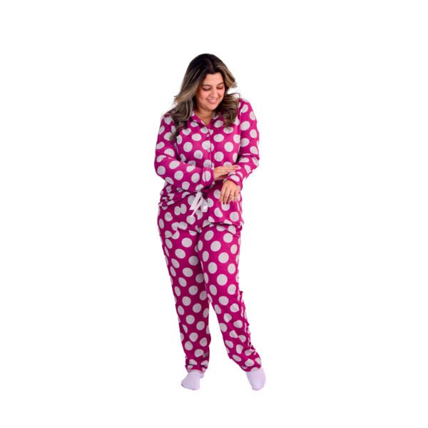 Pijama Feminino Inverno  Malha Tricô Bolas - 2061 - Imagem 9