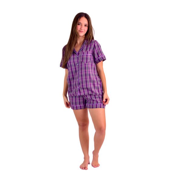 Pijama Bumabei  Pijama Americano Curto Xadrez  - 2081 - Imagem 3