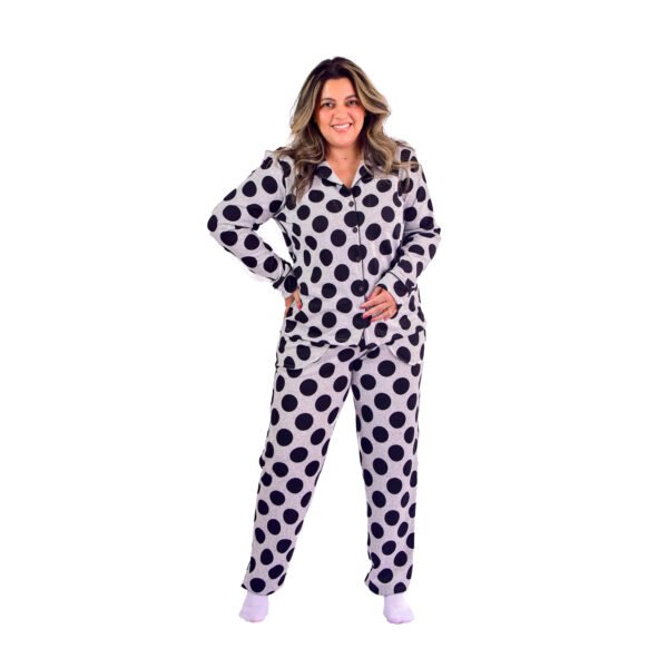 Pijama Feminino Inverno  Malha Tricô Bolas - 2061 - Imagem 2