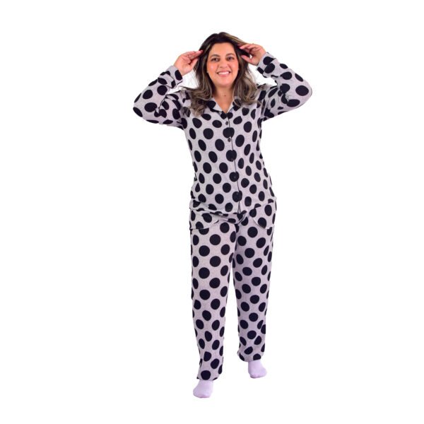 Pijama Feminino Inverno  Malha Tricô Bolas - 2061 - Imagem 4