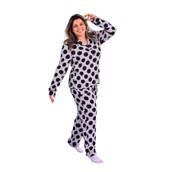 Pijama Feminino Inverno  Malha Tricô Bolas - 2061
