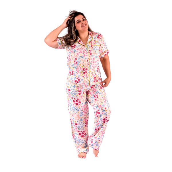 Pijama Bumabei Americano Longo Viscose Floral - 2031