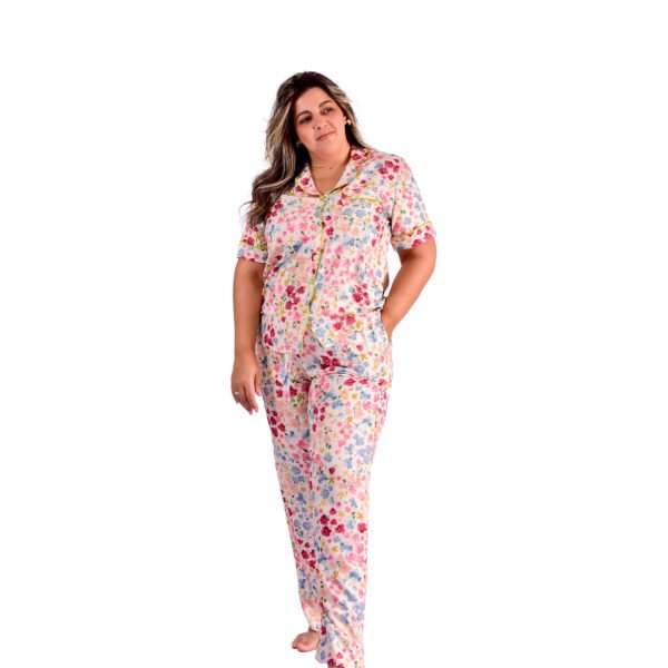 Pijama Bumabei Americano Longo Viscose Floral - 2031 - Imagem 8