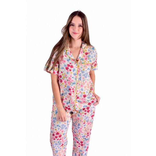 Pijama Bumabei Americano Longo Viscose Floral - 2031 - Imagem 4